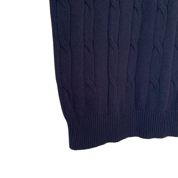 🇫🇷 Kujten 100% Cashmere Navy Cable Knit Short Sleeve Sweater - Picture 5 of 9